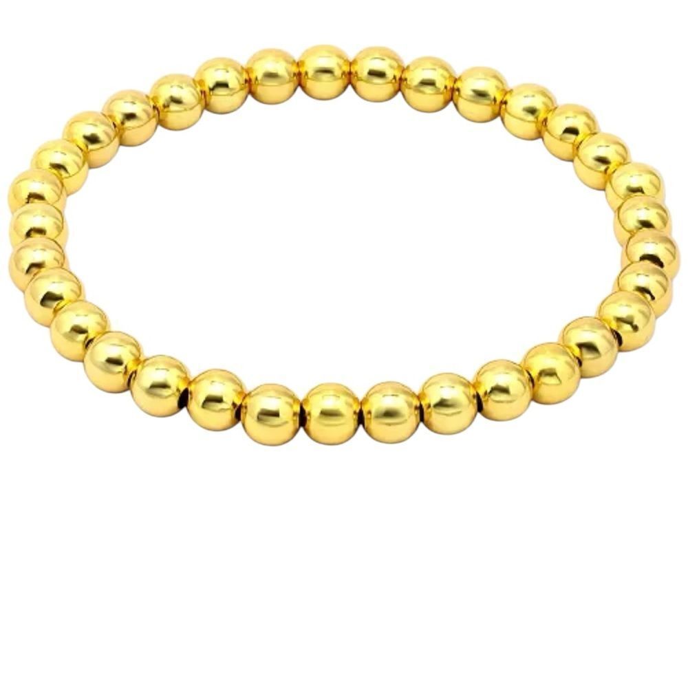 Giani Bernini polished beaded stretch bracelet 6mm in 18k gold over sterling